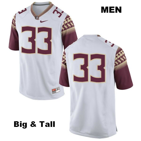 Men's NCAA Nike Florida State Seminoles #33 Amari Gainer College Big & Tall No Name White Stitched Authentic Football Jersey RAK8469VG